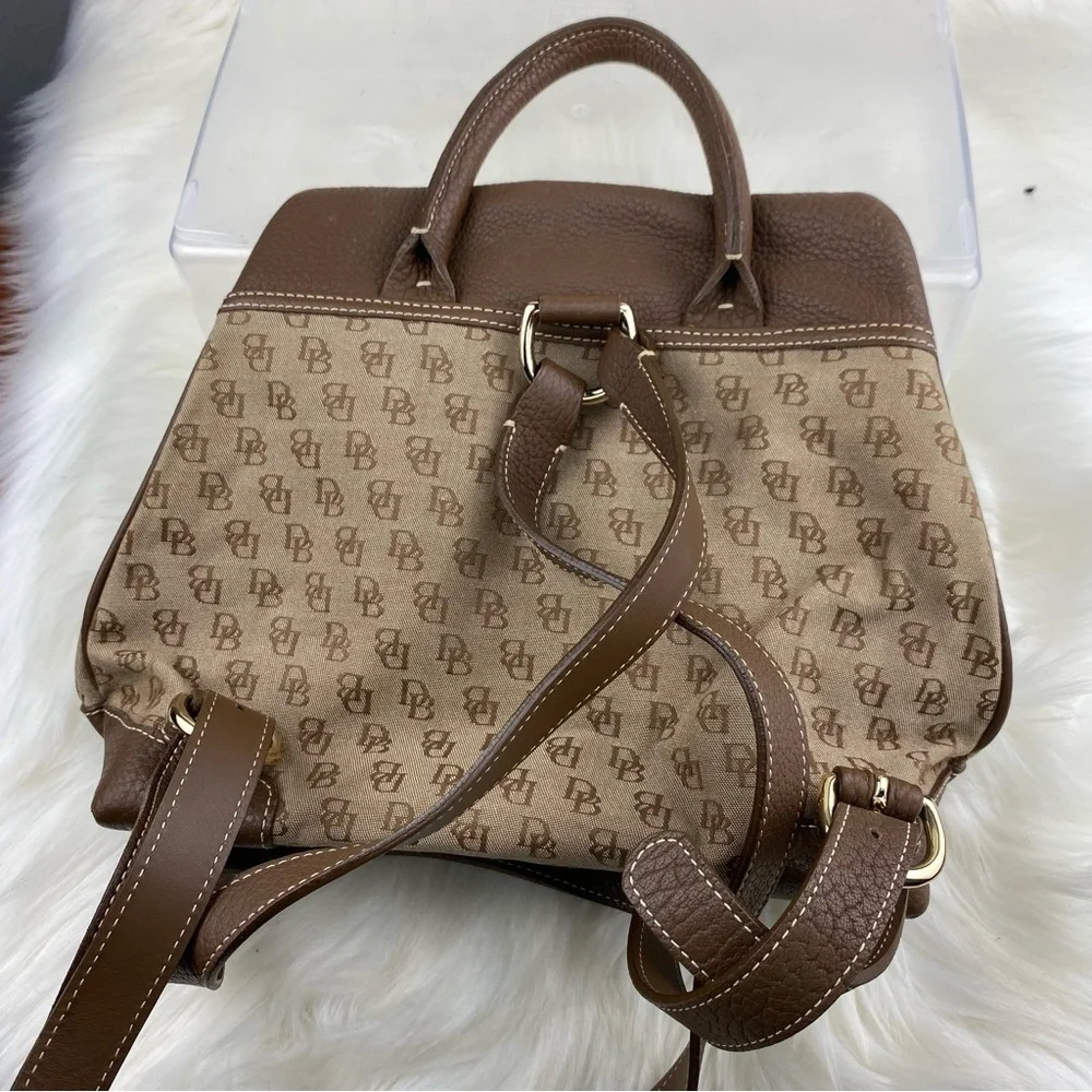 Dooney & Bourke Tan and Brown Monogram Backpack